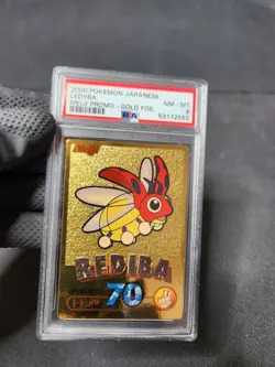2000 Pokemon Japanese Meiji Gold Promo Foil Ledyba Rediba Graded Card PSA 8 - Image 5