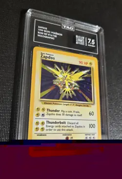 Zapdos 1999 WOTC Pokemon Base Set Holo 16 TAG 7.5 Near Mint+ - Image 2