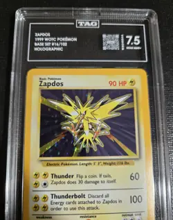 Zapdos 1999 WOTC Pokemon Base Set Holo 16 TAG 7.5 Near Mint+ - Image 4