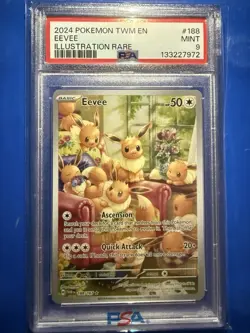 PSA MINT 9 Pokemon TCG Eevee Twilight Masquerade Illustration Rare 188/167 - Image 1