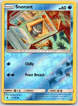 POKEMON GUARDIANS RISING SNORUNT 31/145 COMMON REVERSE HOLO LP - Image 1