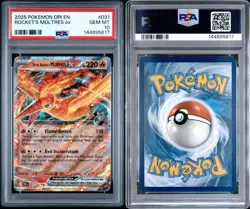 2025 POKEMON DRI EN-DESTINED RIVALS #031 TEAM ROCKET'S MOLTRES EX PSA 10 - Image 3