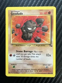 Fossil Set Geodude Pokemon Card - 47/62 Kleinstein Pokemon Base - Image 1