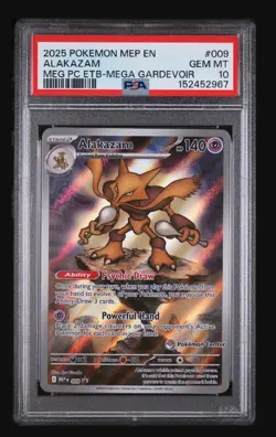 2025 POKEMON MEGA EVOLUTION POKEMON CENTER ETB PROMO #009 ALAKAZAM PSA 10 - Image 1