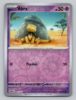 Reverse Holo Abra 063/165 Common 151 Pokemon - Image 1