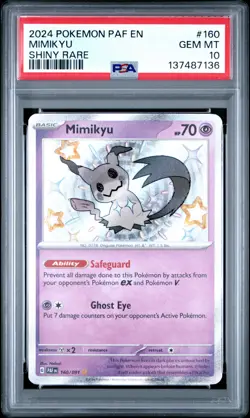 2024 POKEMON PAF EN-PALDEAN FATES SHINY RARE #160 MIMIKYU PSA 10 - Image 1