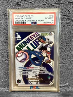 PSA 10 Monkey. D. Luffy EB02-010 Los Angeles Dodgers x ONE PIECE Night English - Image 1