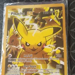 Pokemon Pikachu EX Promo XY124 XY Holo 130 HP Iron Tail Overspark Card - Image 1