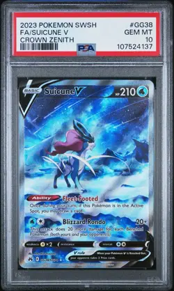 2023 Pokemon TCG SWSH Crown Zenith Suicune V #GG38 Full Art Card PSA 10 GEM MINT - Image 1