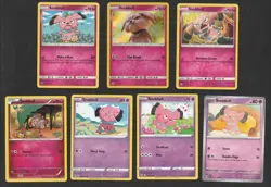 Snubbull Pokemon Card Collection Set of 7 English Cards Rare Cute Fairy Holo - Image 1