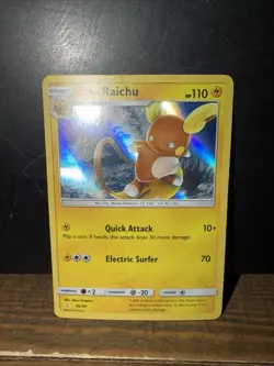 Pokemon TCG Alolan Raichu Trainer Kit S&M Holo Rare Card 30/30 - Image 1