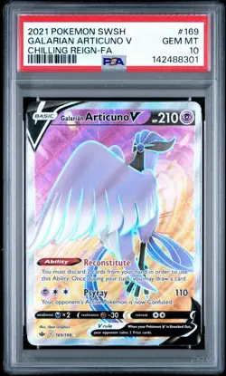 Pokemon Galarian Articuno V (Full Art) 169/198 Swsh06: Chilling Reign PSA 10 - Image 1