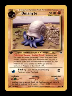 OMANYTE 60/75 C NEO DISCOVERY POKEMON 1ST EDITION NM/M - Image 1