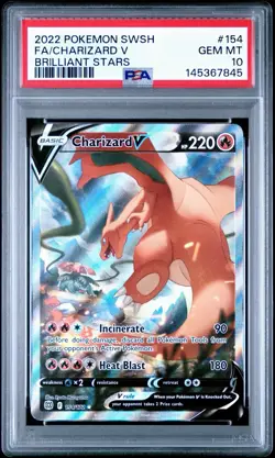Charizard V Alternate Art 154 Pokemon Brilliant Stars GEM MINT PSA 10 NEW CERT - Image 1