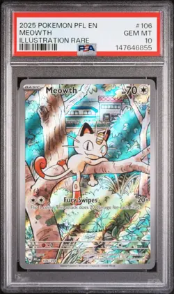 Pokemon Meowth Me02 Phantasmal Flames Illustration Rare Holo 106/094 PSA 10 - Image 1