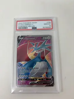 2020 Pokemon Sword & Shield Darkness Ablaze #185 Salamence V PSA 10 - Image 1