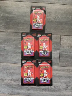 Lot Of 5 NEW SEALED 2025 Pokemon Mystery Pack Mewtwo Possible Vintage Chase Pack - Image 1