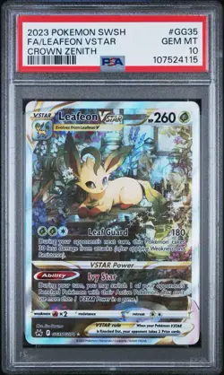 2023 POKEMON SWORD & SHIELD CROWN ZENITH #GG35 FULL ART/LEAFEON VSTAR PSA 10 - Image 1