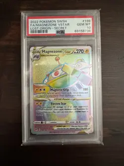 Pokemon SWSH Lost Origin Magnezone VStar Secret Rare Rainbow Rare 198/196 PSA 10 - Image 1