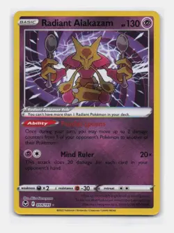 RADIANT ALAKAZAM 059/195 RADIANT RARE SILVER TEMPEST POKEMON - Image 2