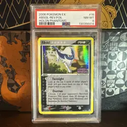 2006 POKEMON EX HOLON PHANTOMS #18 ABSOL-REVERSE FOIL PSA 8 - Image 1
