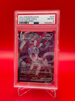 2021 Pokemon Sword and Shield Evolving Skies Sylveon VMAX Full Art #075 PSA 8 - Image 1