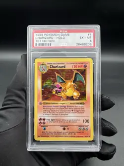 1999 Pokemon Base Set 1st Edition Shadowless Charizard THICK STAMP #4 - PSA 6 - Image 1
