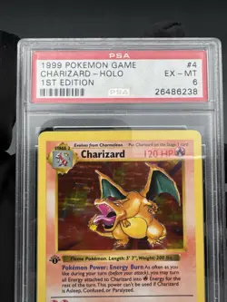 1999 Pokemon Base Set 1st Edition Shadowless Charizard THICK STAMP #4 - PSA 6 - Image 2