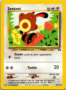 Sentret 63/75 Neo Discovery Pokemon TCG Common NM - Image 1
