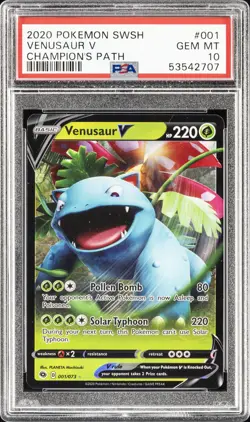 2020 POKEMON SWORD & SHIELD CHAMP'S PATH #001 VENUSAUR V PSA 10 - Image 1