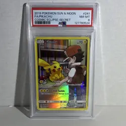 Pokemon Pikachu Sm-Cosmic Eclipse 241/236 2019 Full Art Secret Rare Holo PSA 8 - Image 1