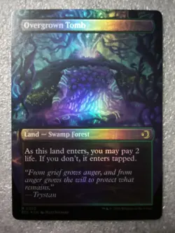 MtG Overgrown Tomb FOIL BORDERLESS (Swamp/Forest) ECL #350 Rare Land Unplayed - Image 3
