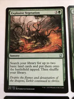 Explosive Vegetation X4 Dragons Of Tarkir Ex+ Condition See Pics Front Back - Image 2