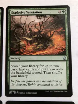 Explosive Vegetation X4 Dragons Of Tarkir Ex+ Condition See Pics Front Back - Image 3