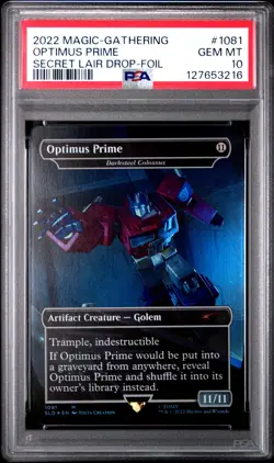 2022 MTG SECRET LAIR DROP #1081 OPTIMUS PRIME PSA 10 - Image 1