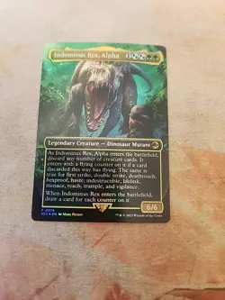 Indominus Rex, Alpha Borderless Foil Universes Beyond Jurassic World MTG NM - Image 1