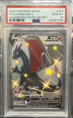 2020 POKEMON SWSH CHAMPION'S PATH SECRET #079 FULL ART/CHARIZARD V PSA 10 - Image 1