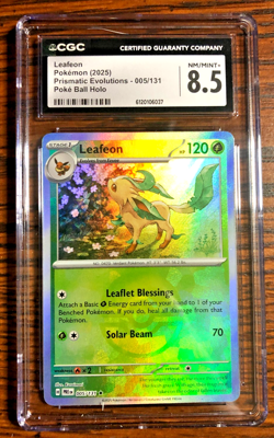 Leafeon Pokeball Reverse Holo #005|CGC NM/MINT+ 8.5|Prismatic Evolutions|Pokemon - Image 1