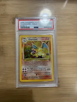 PSA 7 NEAR MINT 2000 Pokemon Charizard #4 Holo Base Set 2 - SWIRL! - Image 1