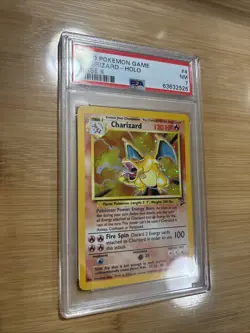 PSA 7 NEAR MINT 2000 Pokemon Charizard #4 Holo Base Set 2 - SWIRL! - Image 2