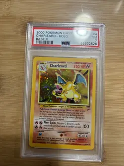 PSA 7 NEAR MINT 2000 Pokemon Charizard #4 Holo Base Set 2 - SWIRL! - Image 3