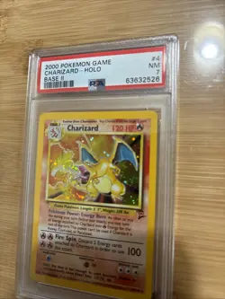 PSA 7 NEAR MINT 2000 Pokemon Charizard #4 Holo Base Set 2 - SWIRL! - Image 4