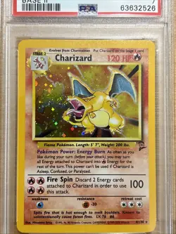 PSA 7 NEAR MINT 2000 Pokemon Charizard #4 Holo Base Set 2 - SWIRL! - Image 5