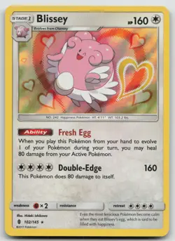 Pokemon TCG Blissey Sun & Moon: Guardians Rising 102/145 Holo Holo Rare 102/145 - Image 1
