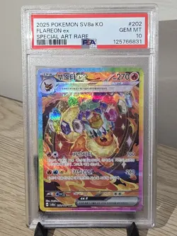 2025 Pokemon Korean SV8a Terastal Fest #202 Flareon ex Special Art Rare PSA 10 - Image 1