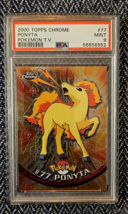 2000 Pokemon Topps Chrome PONYTA POKEMON TV #77 PSA 9 MINT - Image 1