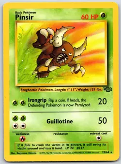 POKEMON JUNGLE PINSIR 25/64 RARE NON HOLO LP - Image 1