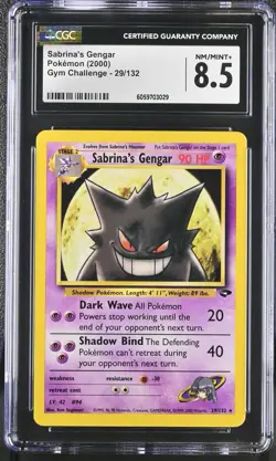 2000 Pokemon Gym Challenge Sabrina's Gengar #29 CGC 9 MINT - Image 1