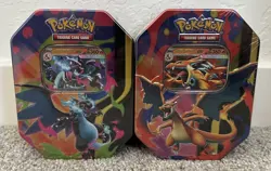 Pokemon Mega Charizard Tin SET OF 2 Mega X & Mega Y - New / Factory Sealed - Image 1