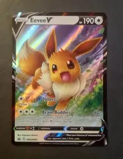 Pokemon Eevee V SWSH065 2020 Black Star Promo Full Art Holor Near Mint NM - Image 2